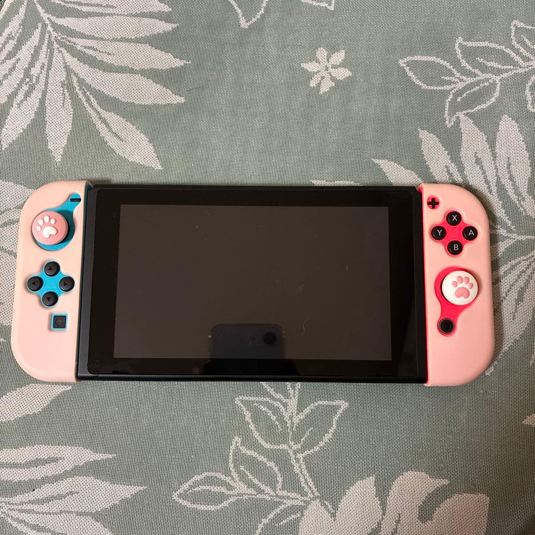 Nintendo Switch 本体 ピンク/青　ケース装着済み