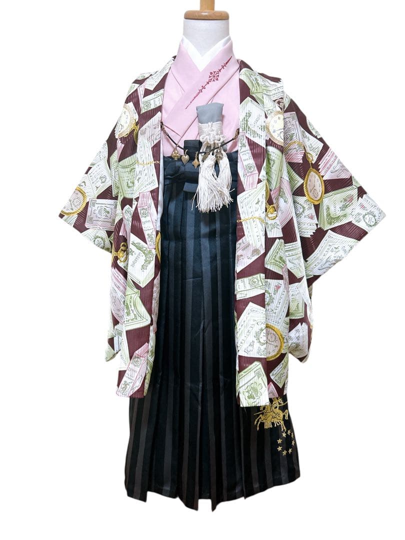 オシャレフルセット♡七五三　5歳　男の子　一式　ピンク　ブランド着物