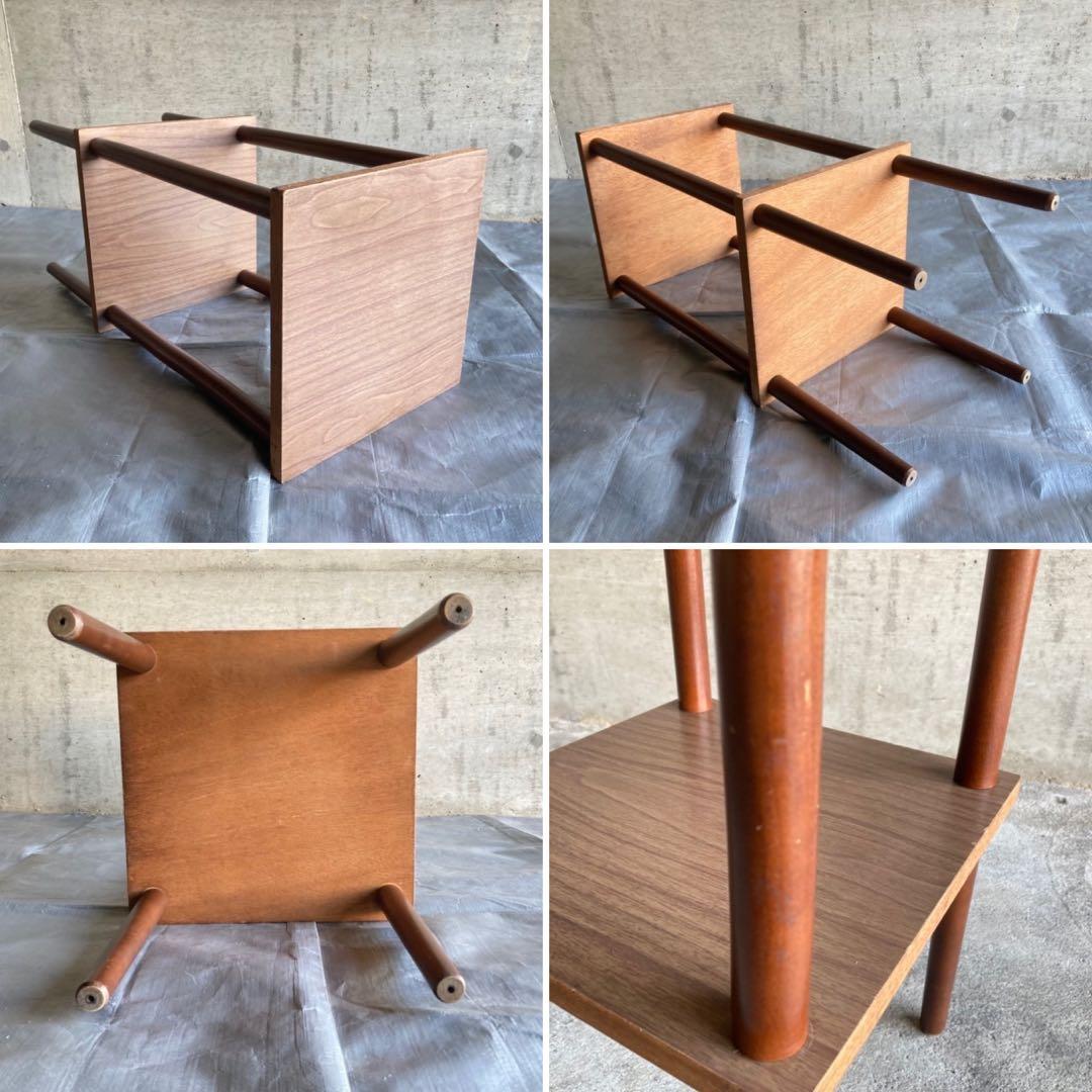 木製 ラック 飾り棚 電話台 サイドテーブル 花台 2段 木目調 昭和レトロ