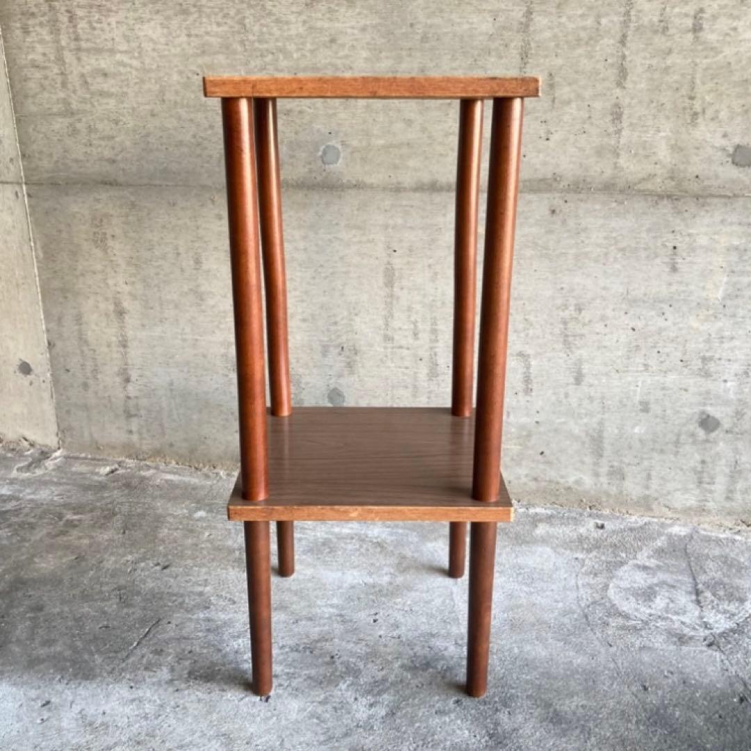 木製 ラック 飾り棚 電話台 サイドテーブル 花台 2段 木目調 昭和レトロ