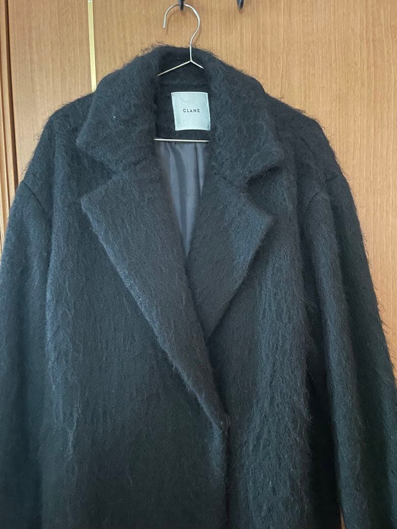 CLANE 黒 チェスターコート ロング丈