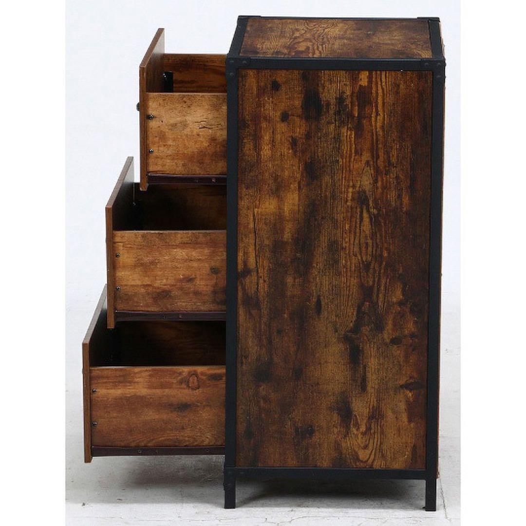 【2個おまとめ】アウトレット品 クルト 3段 チェスト 幅60cm ヴィンテージ