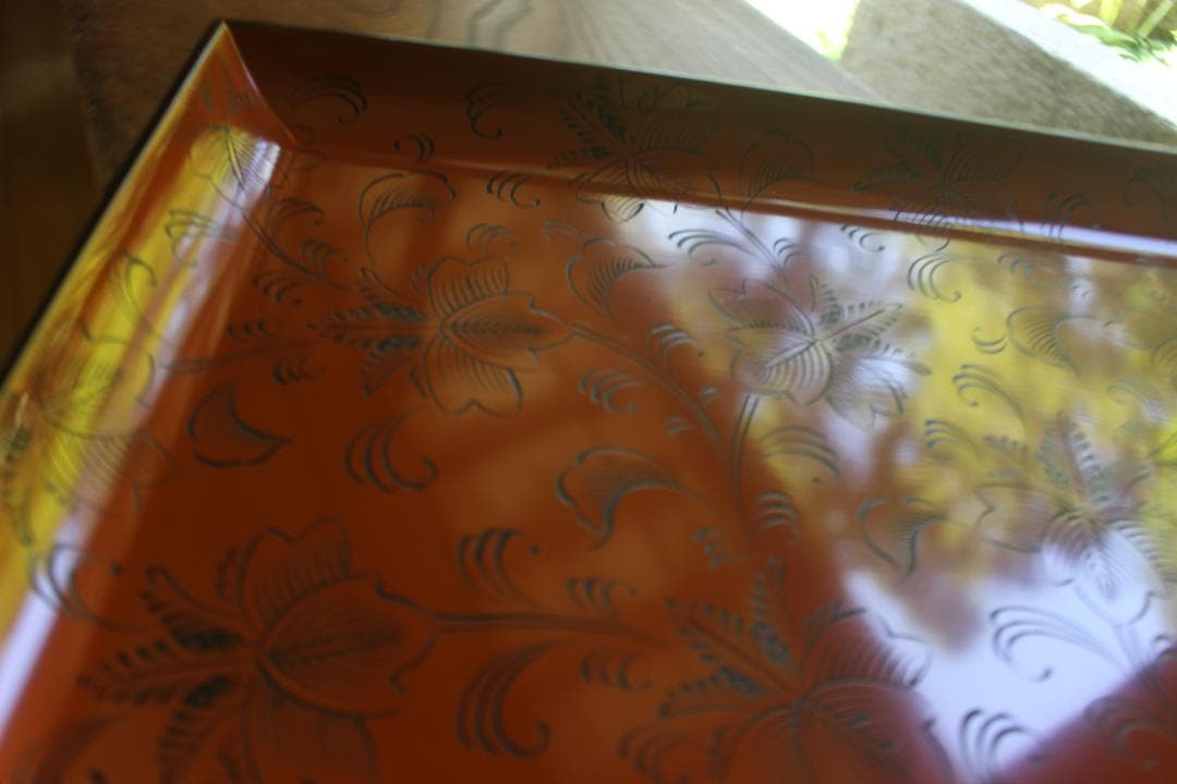 デッドストック！前大峰作！極上沈黒草文の映える脚付四方膳（検輪島塗お膳お盆茶道具