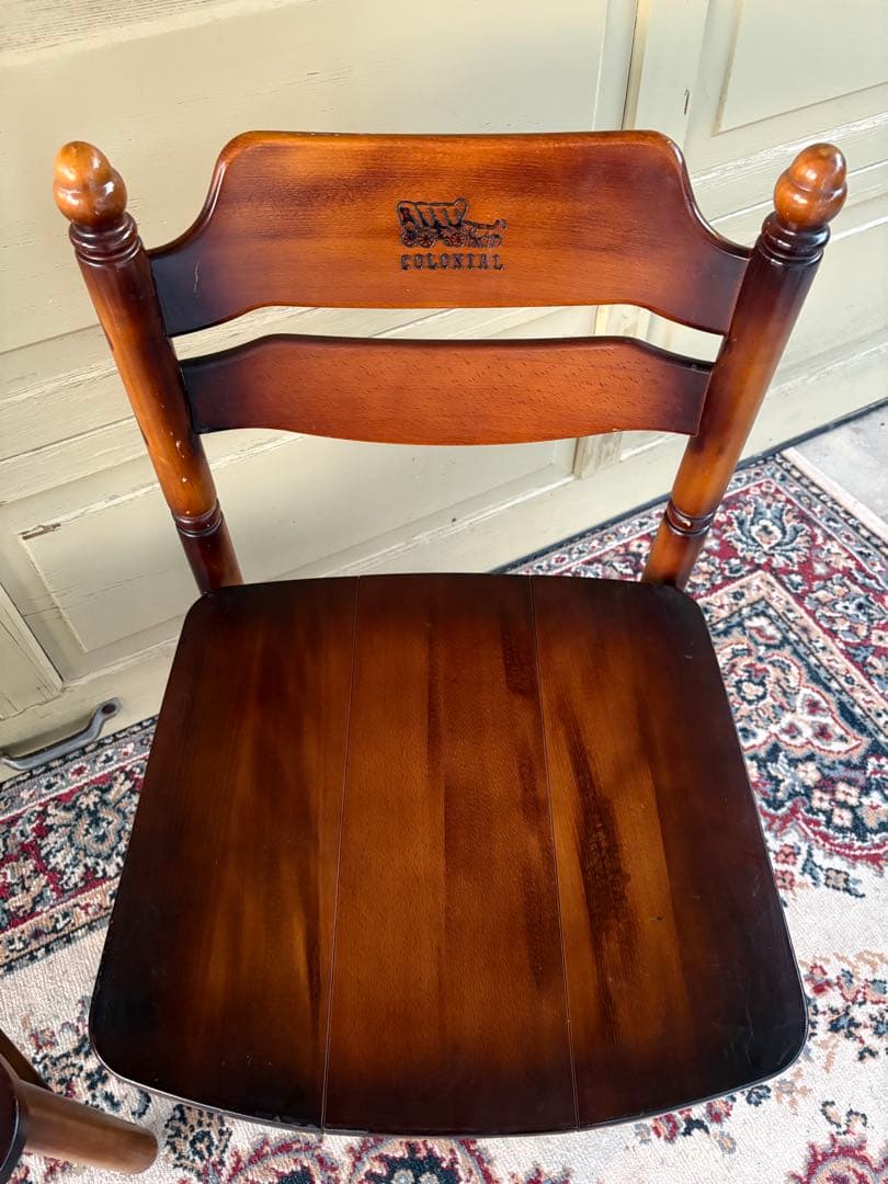 90年代 オールドカリモク椅子 2脚セットコロニアル ダイニングチェア 馬車刻印