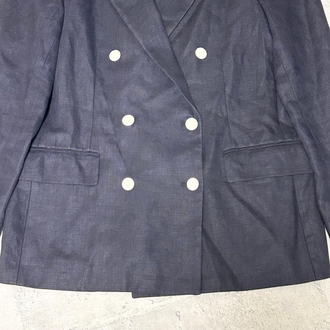 ユナイテッドアローズ リネン ダブルブレスト ジャケット【40】ネイビー