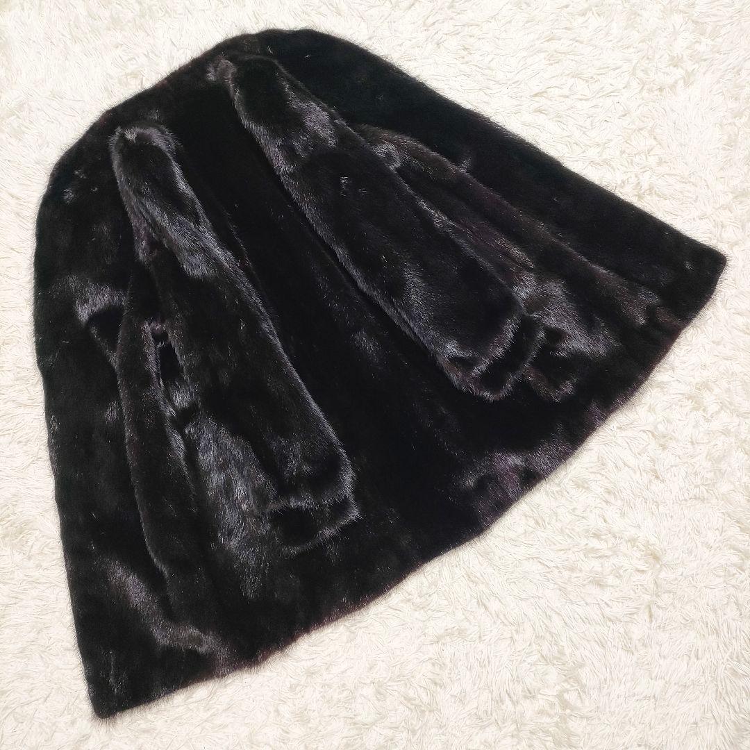 SAGA MINK サガミンク　毛皮コート　ファーコート　本毛皮　黒　ブラック