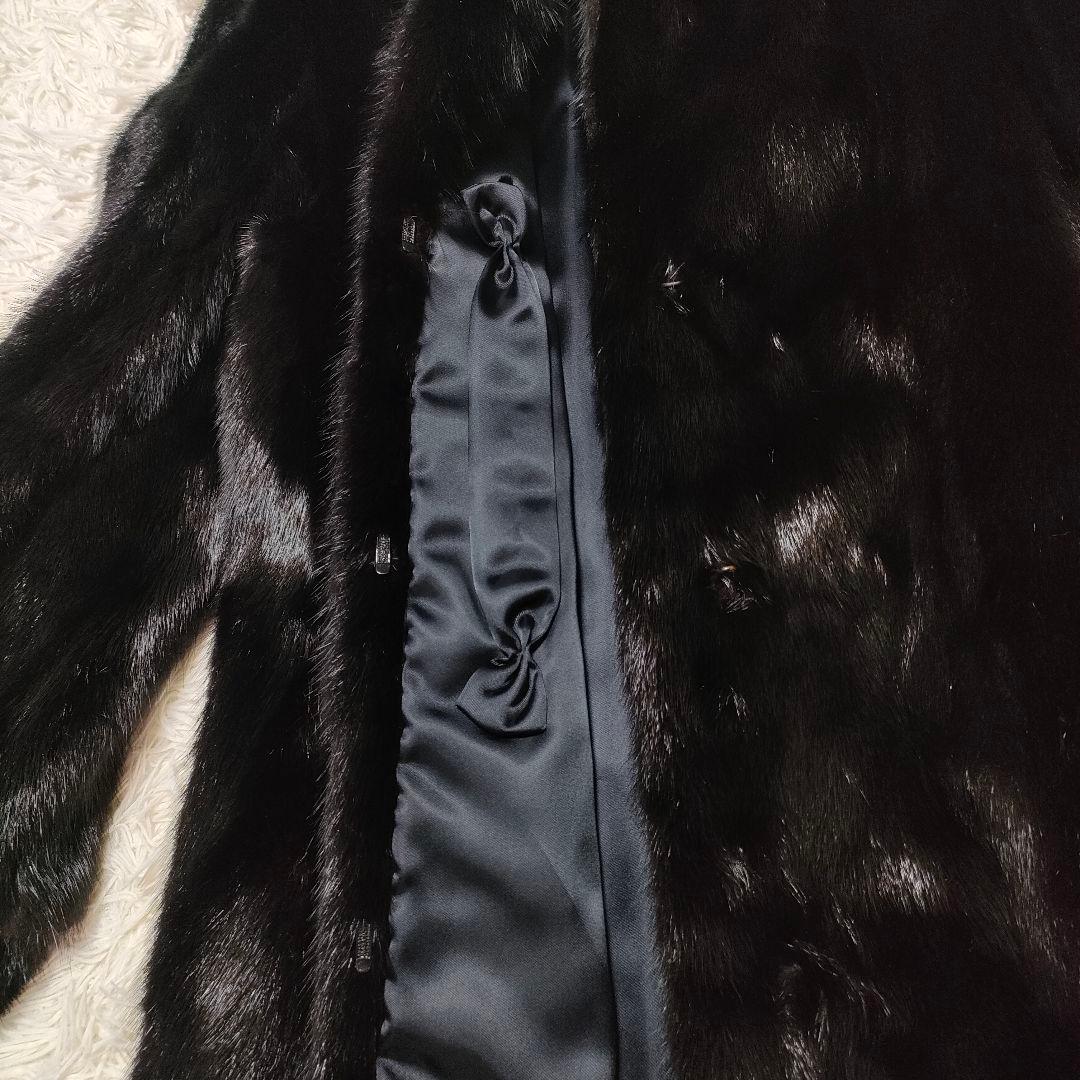 SAGA MINK サガミンク　毛皮コート　ファーコート　本毛皮　黒　ブラック