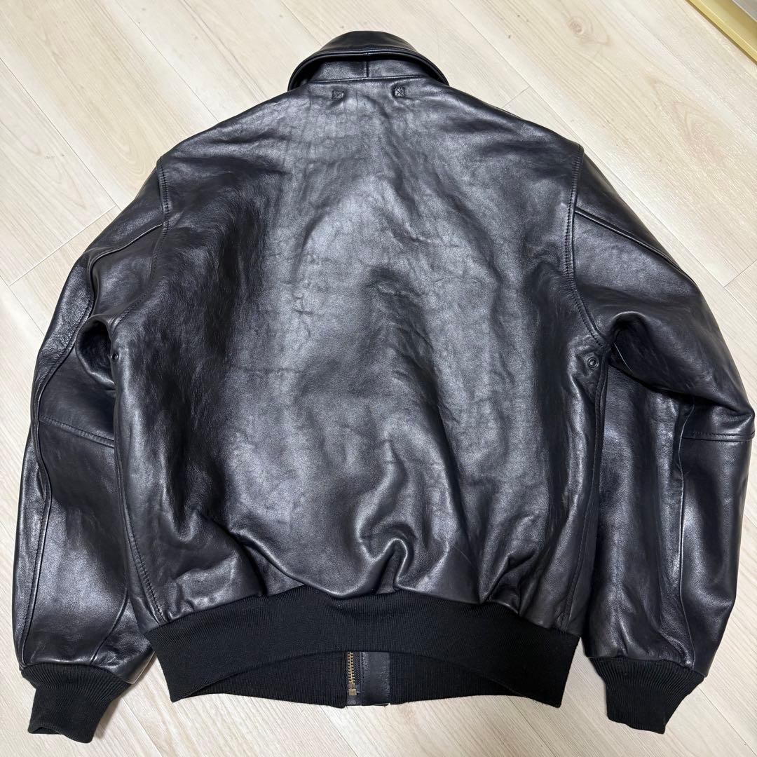 【美品】Avirex A-2フライトジャケット　アンティークラムレザー　ブラック