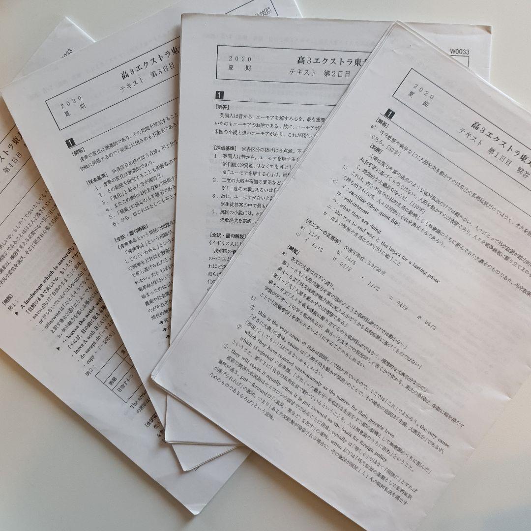 駿台エクストラ英語αテキスト1年分+夏期講習竹岡広信先生オリジナル解答解説