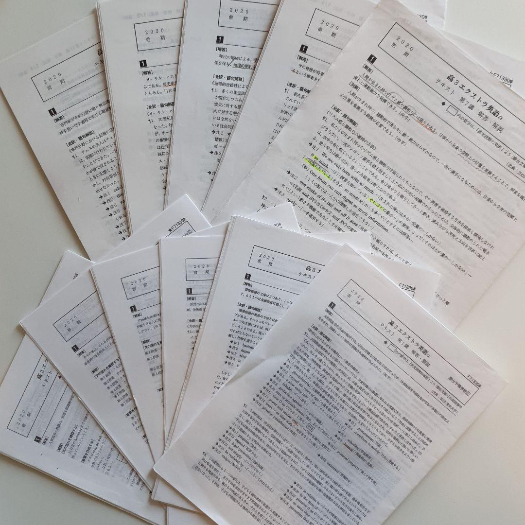 駿台エクストラ英語αテキスト1年分+夏期講習竹岡広信先生オリジナル解答解説