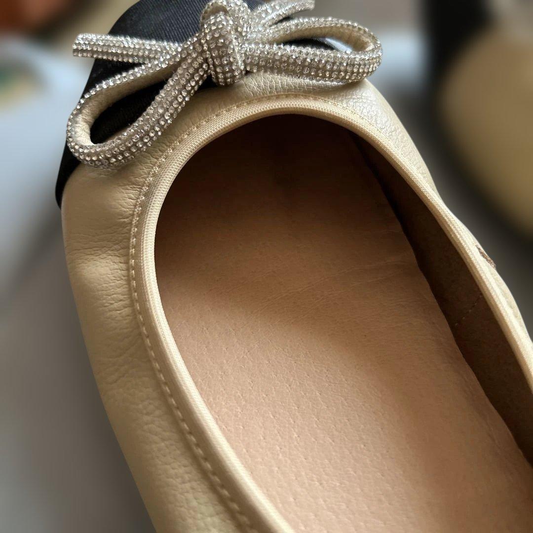 STACCATO リボン付きフラットシューズ 235サイズ