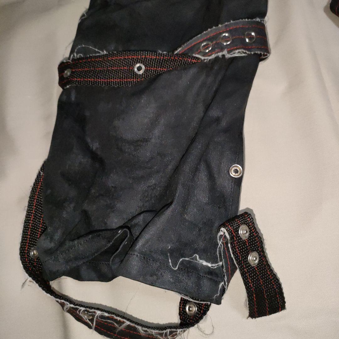 h.NAOTO ダメージベルト付き 黒 ハーフ パンツ 拘束 紐