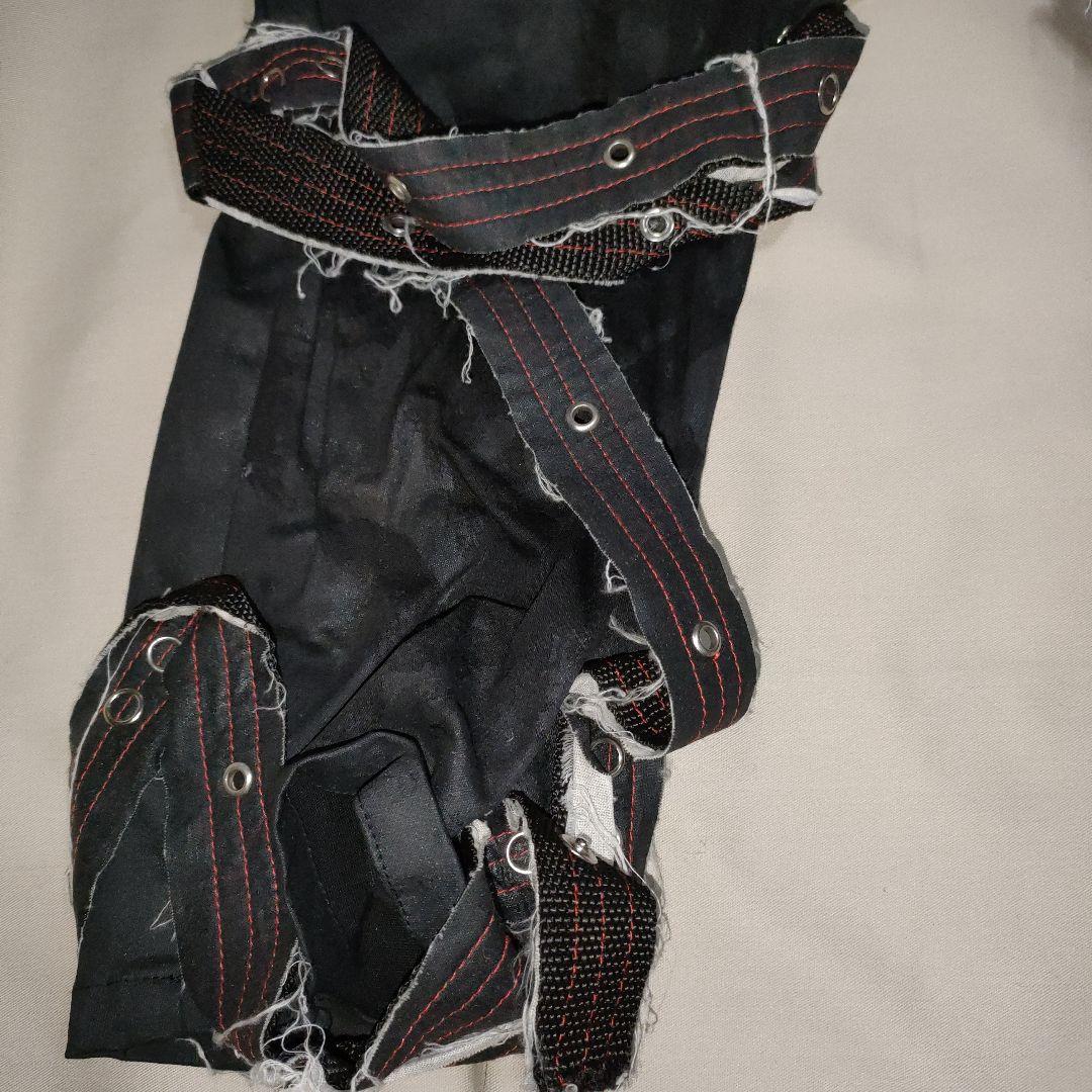h.NAOTO ダメージベルト付き 黒 ハーフ パンツ 拘束 紐