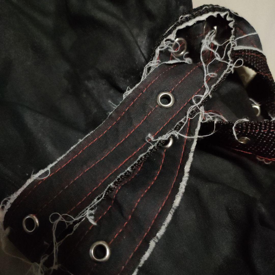 h.NAOTO ダメージベルト付き 黒 ハーフ パンツ 拘束 紐