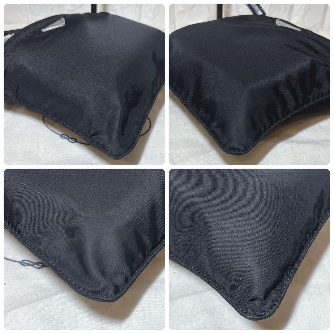 【美品】 PRADA 三角ロゴ ナイロン ショルダーバッグ サコッシュ ブラック