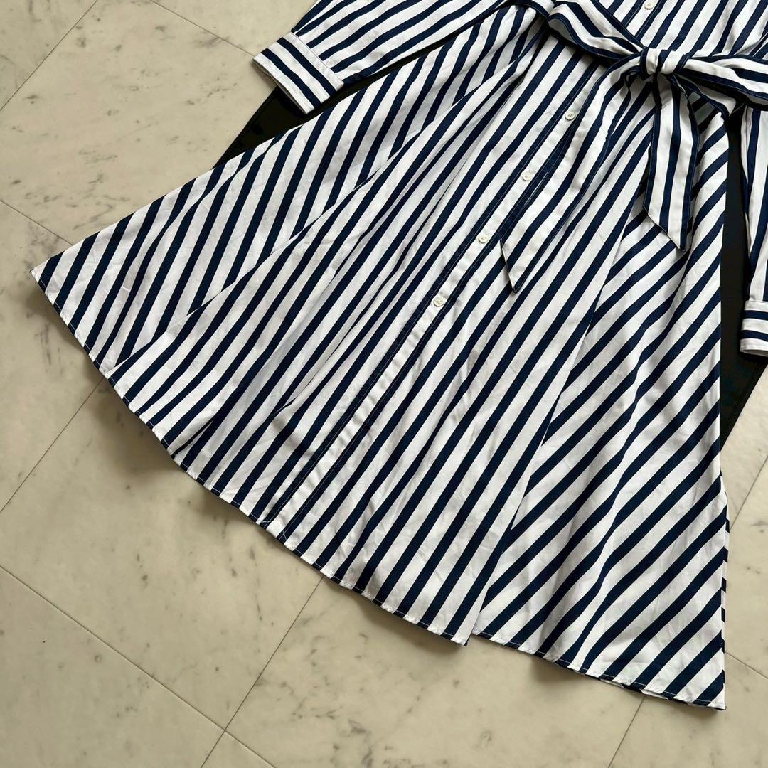 タグ付 POLO RALPH LAUREN ベルト付 ストライプシャツワンピース