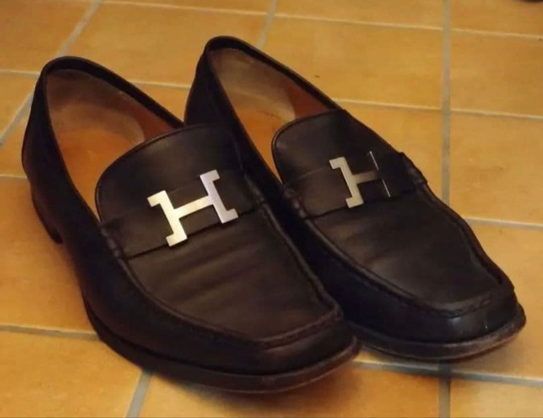 【最高級】HERMES エルメス パリ モカシン　Hロゴブラウン