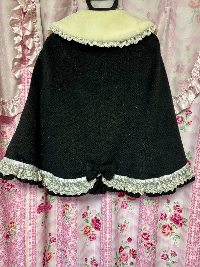 激レア☆TRALALA 黒のファー付きポンチョ