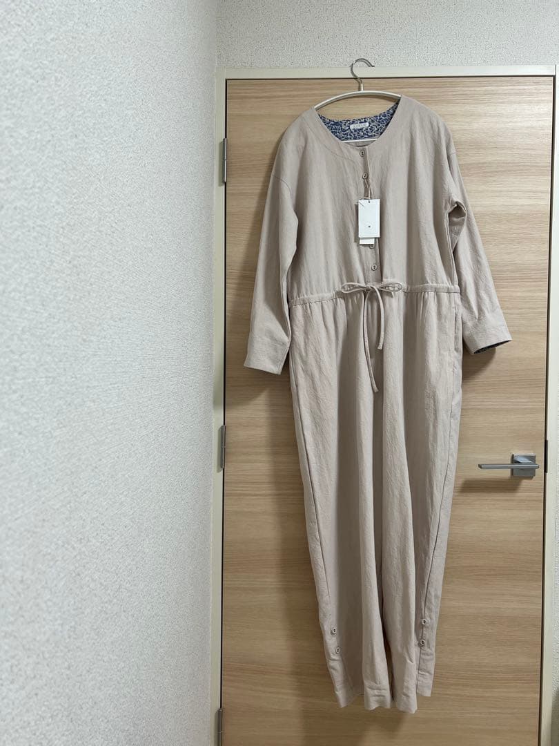 TUTIE. コットンリネンウエストギャザーオールインワン