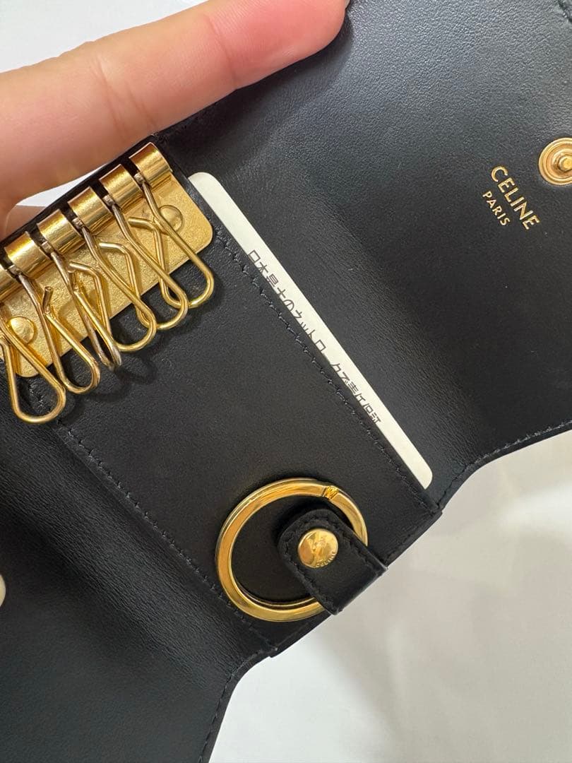 CELINE トリオンフ 6連 キーケース セリーヌ ブラック キーリング