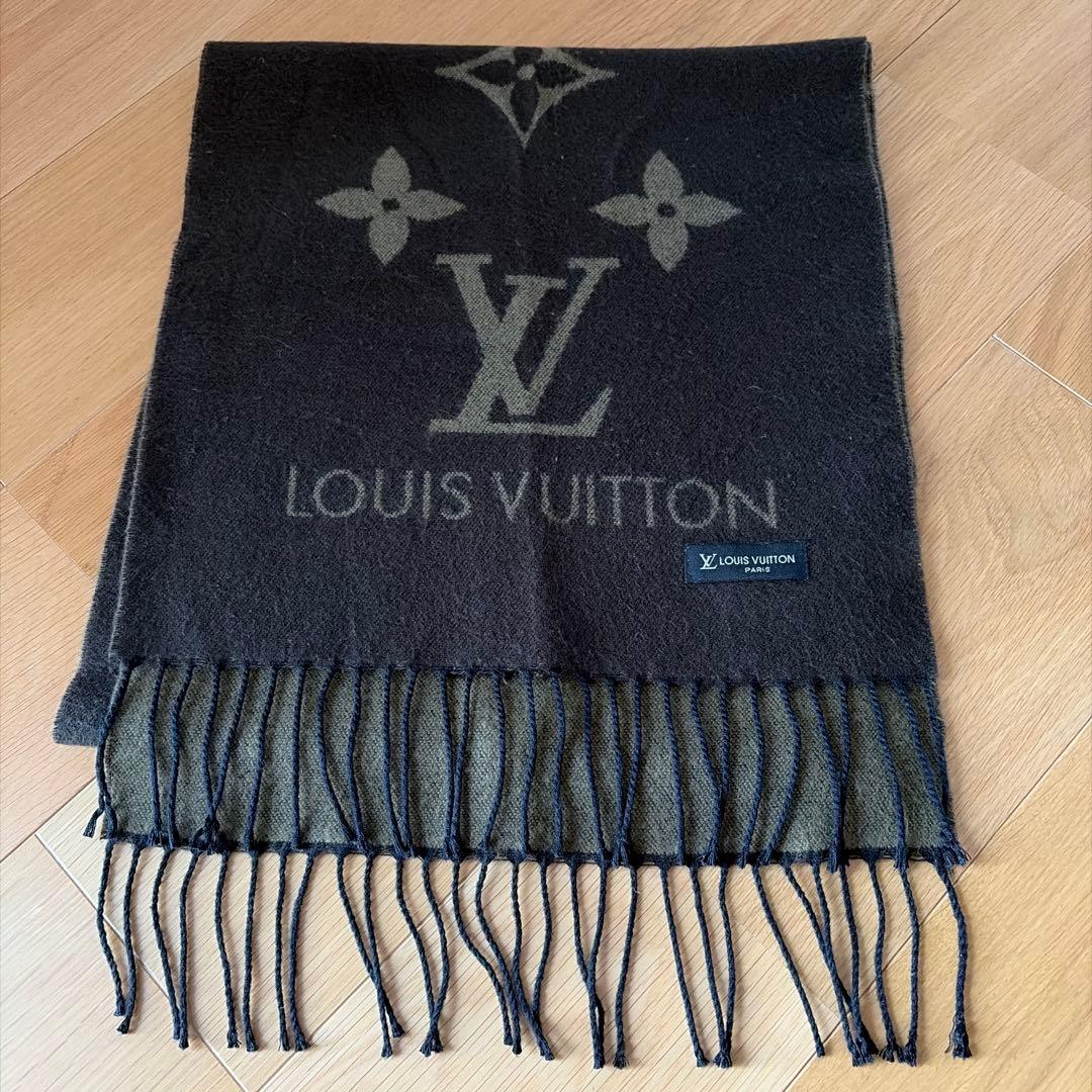 LOUIS VUITTON マフラー ブラック/グレー