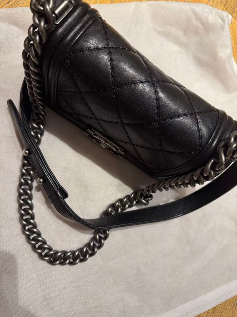 【美品】CHANEL シャネル ボーイシャネル カーフスキン黒 ショルダーバッグ