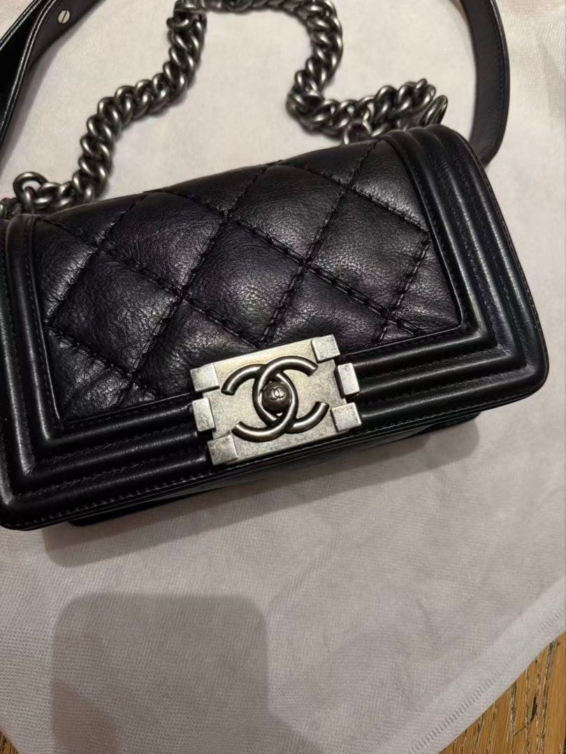 【美品】CHANEL シャネル ボーイシャネル カーフスキン黒 ショルダーバッグ