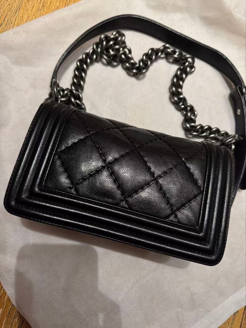 【美品】CHANEL シャネル ボーイシャネル カーフスキン黒 ショルダーバッグ