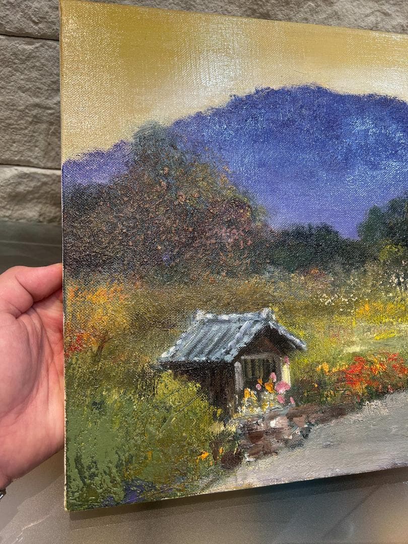 油絵 日下常由作 F6号 山辺の道 巻向山の賦 萬葉集 柿本人麻呂歌集