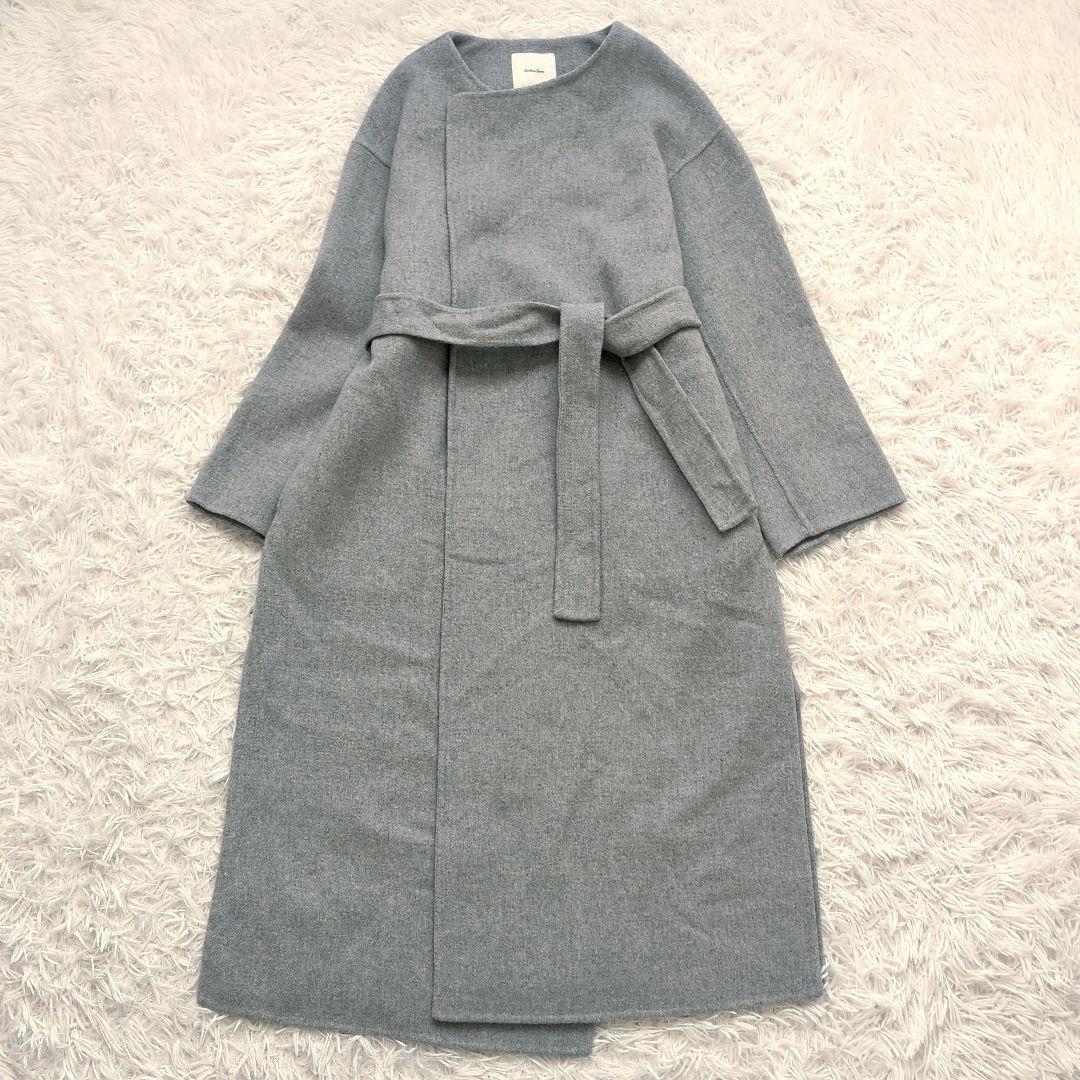 近年 スピックアンドスパン ビーバーフォールドラペルコート 36 グレー