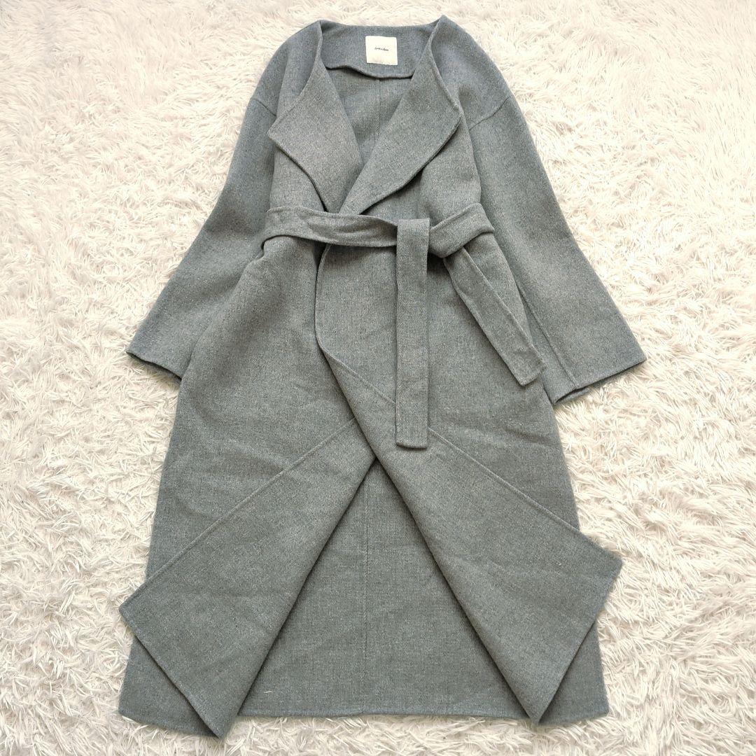 近年 スピックアンドスパン ビーバーフォールドラペルコート 36 グレー