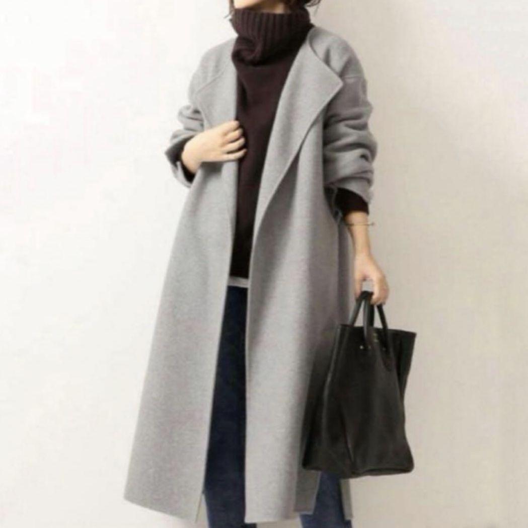 近年 スピックアンドスパン ビーバーフォールドラペルコート 36 グレー