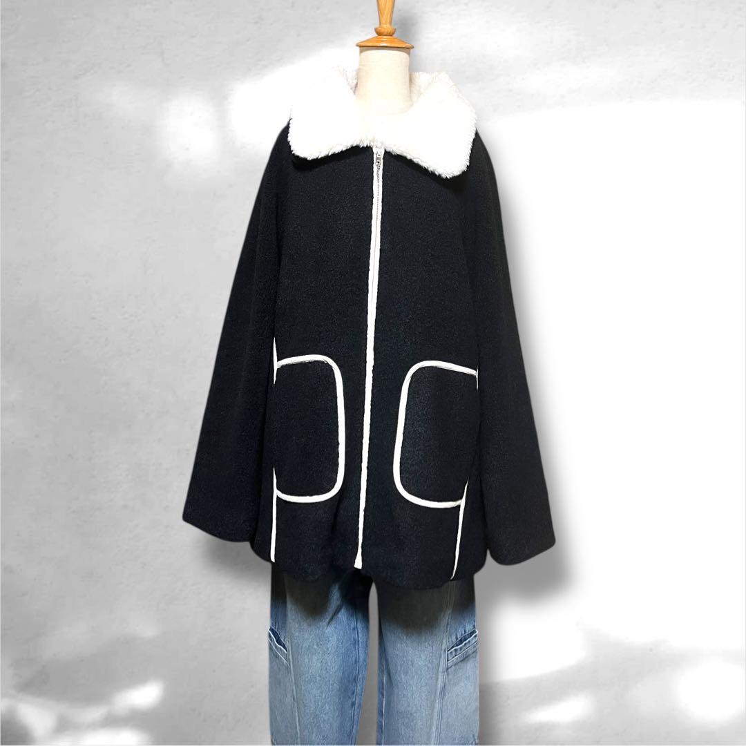 ♥️新品未使用♥️ MICALLEMICALLE ファー付きパイピング黒コート