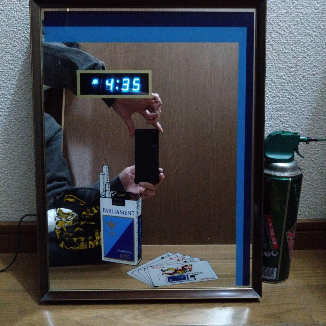 壁掛け　時計　鏡　ミラー　タバコ　パーラメント　ウイスキー　トランプ　昭和レトロ