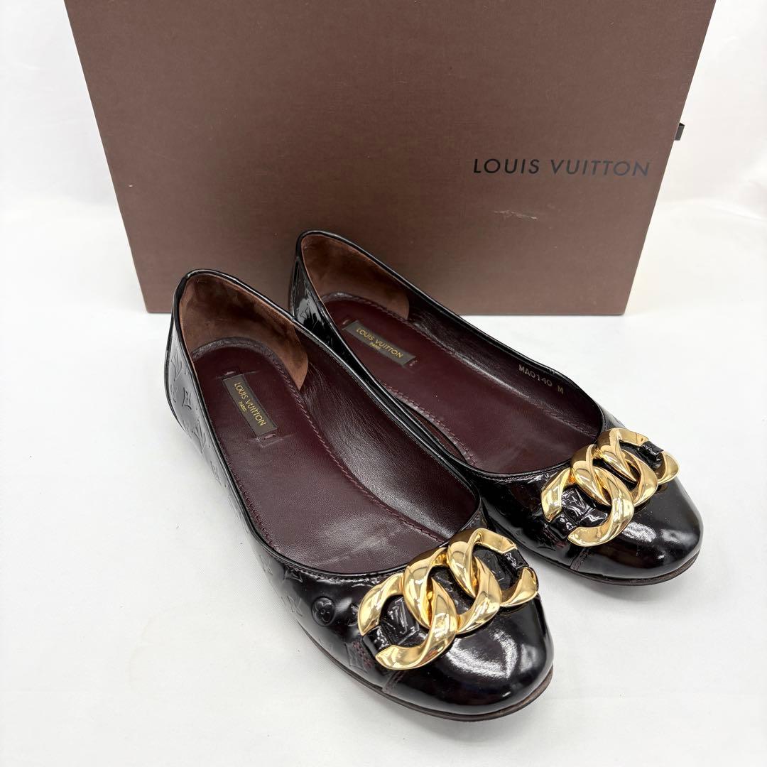 LOUIS VUITTON ヴェルニ パンプス フラット 金具 ローファー ロゴ