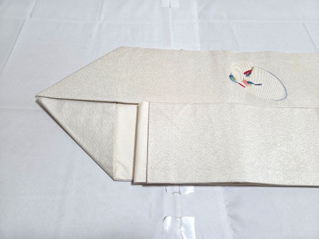 B◆着物くつろぎ 小鳥模様 金銀糸 太鼓 正絹 フォーマルな名古屋帯