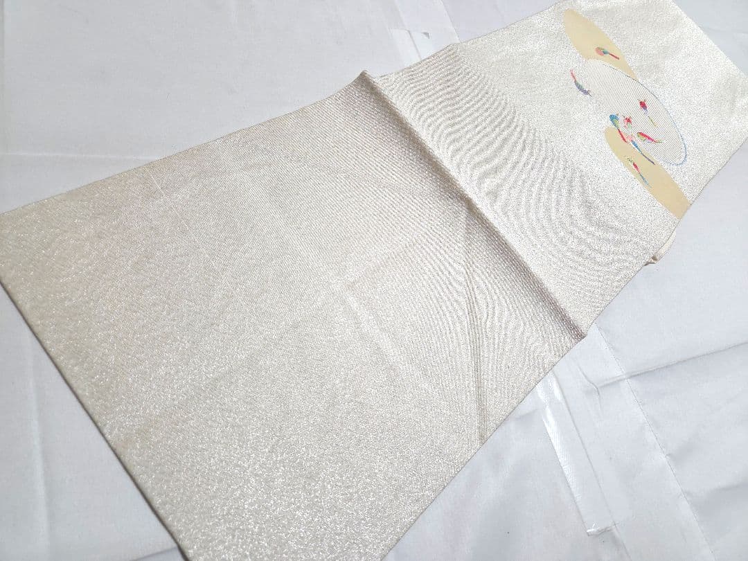 B◆着物くつろぎ 小鳥模様 金銀糸 太鼓 正絹 フォーマルな名古屋帯