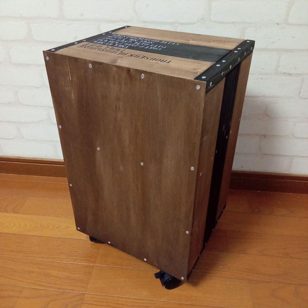 【ハンドメイド】男前キャスター付キャビネット サイドテーブル　収納棚