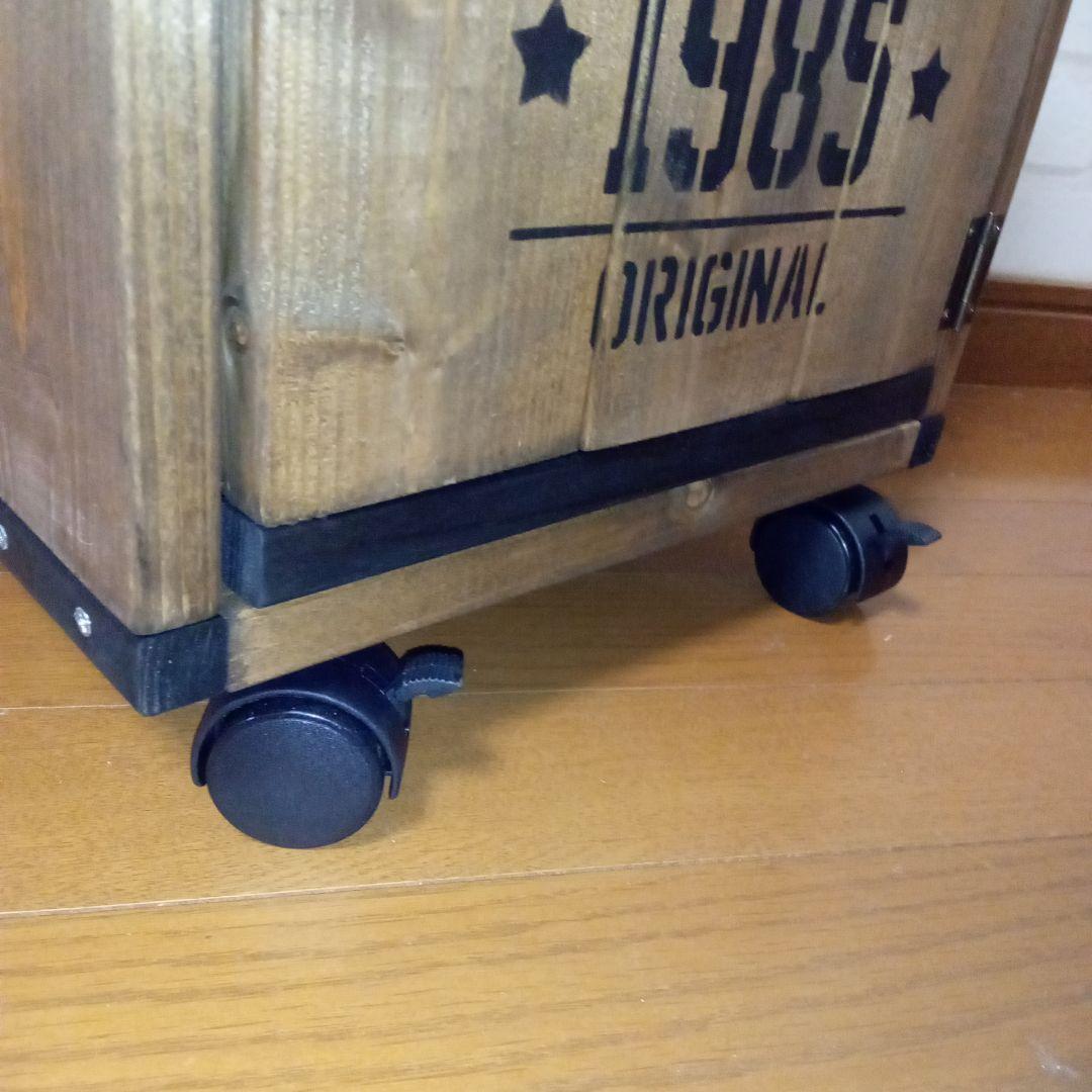 【ハンドメイド】男前キャスター付キャビネット サイドテーブル　収納棚