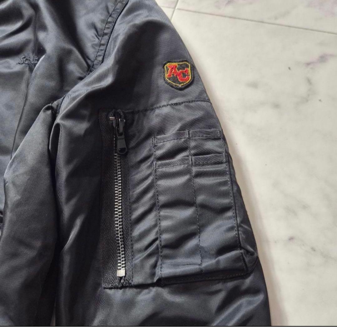 【美品】Schott MA-1 フライトジャケット ロゴ刺繍 ワッペン 黒 M