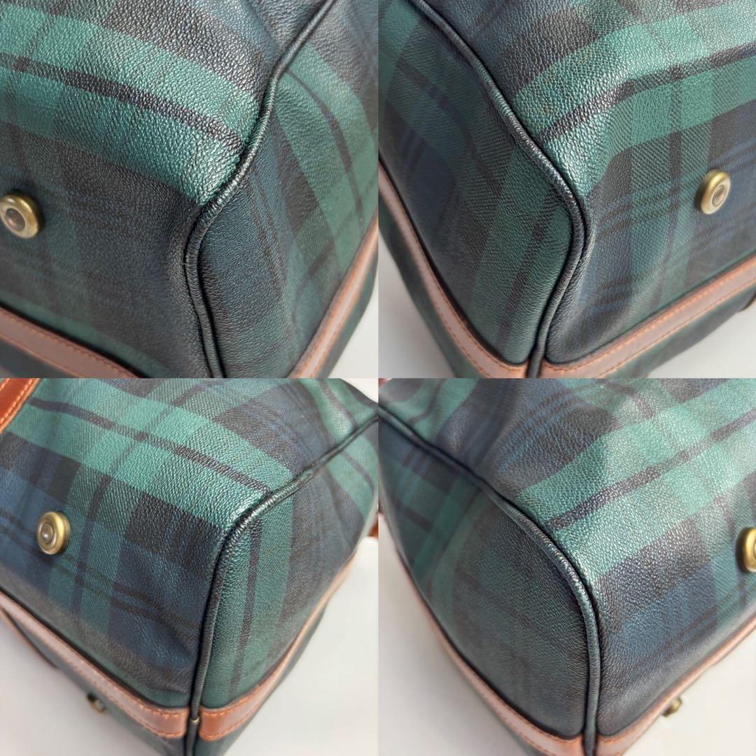 ポロラルフローレン チェック柄ボストンバッグ レザー切替　大容量