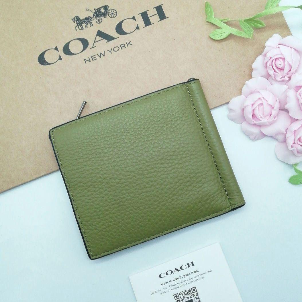 商品　COACH　マネークリップ　折り財布　正規品　カラー　オリーブグリーン