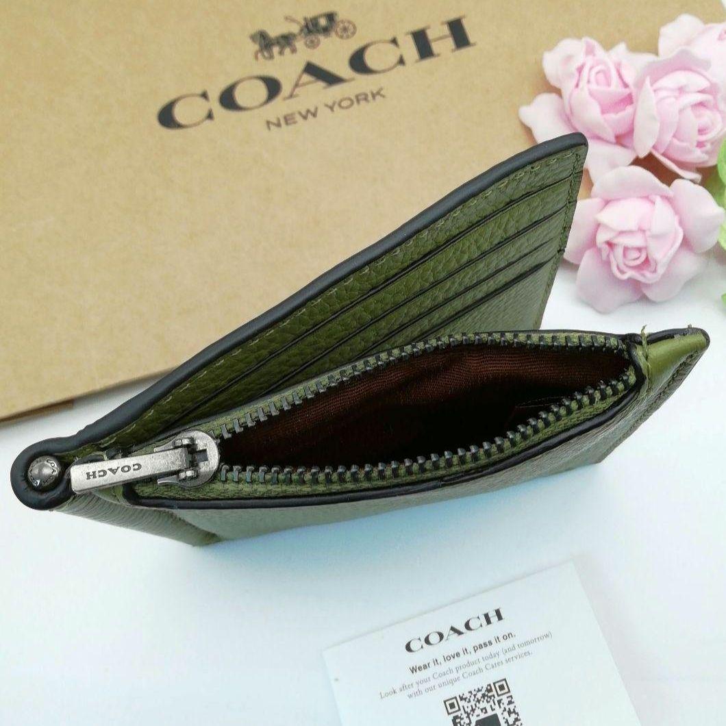 商品　COACH　マネークリップ　折り財布　正規品　カラー　オリーブグリーン