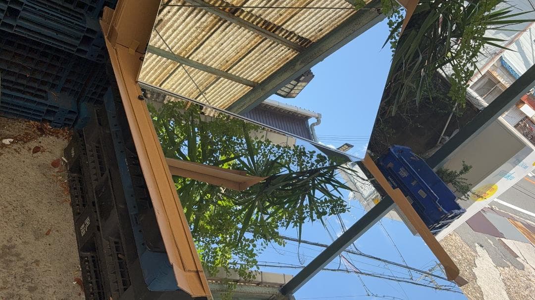 【中古】ダンス鏡 折り畳み 割れない鏡 160cmx100cmx2枚 銀色4番