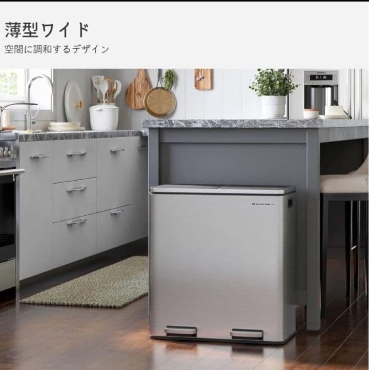 新品ゴミ箱 ダストボックス 2分別ペダル式 2x30L ステンレス
