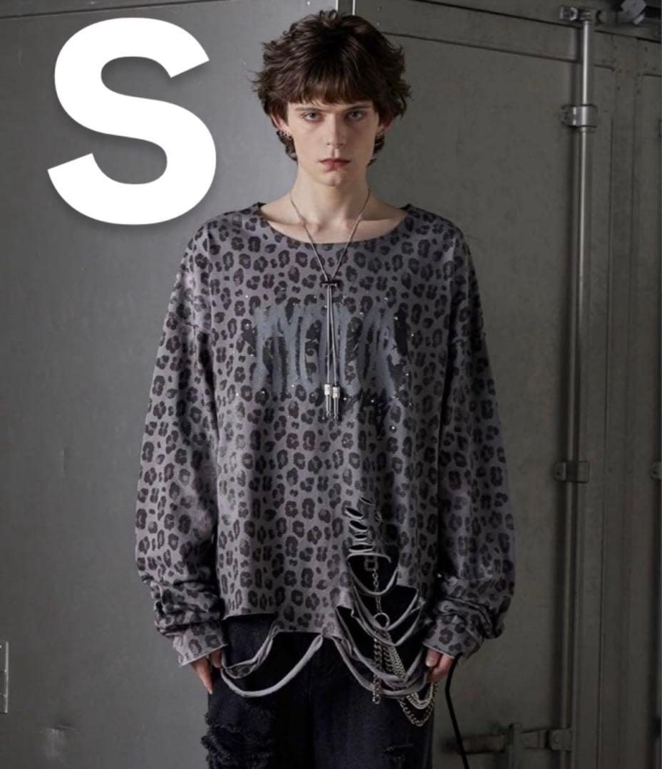 【GRANCY】 総柄ラインストーングラフィックロンＴ グレー Sサイズ