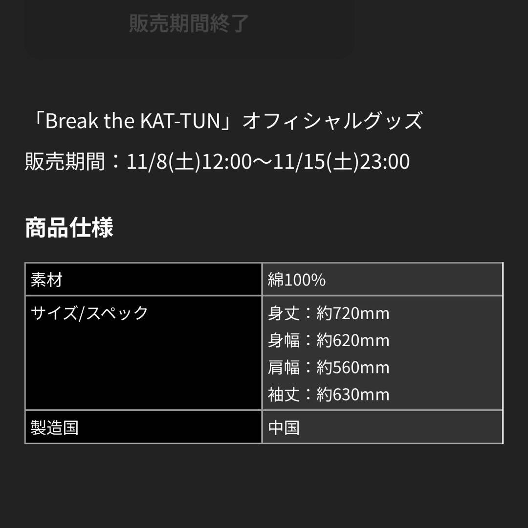 「Break the KAT-TUN」オフィシャルグッズ　パーカー