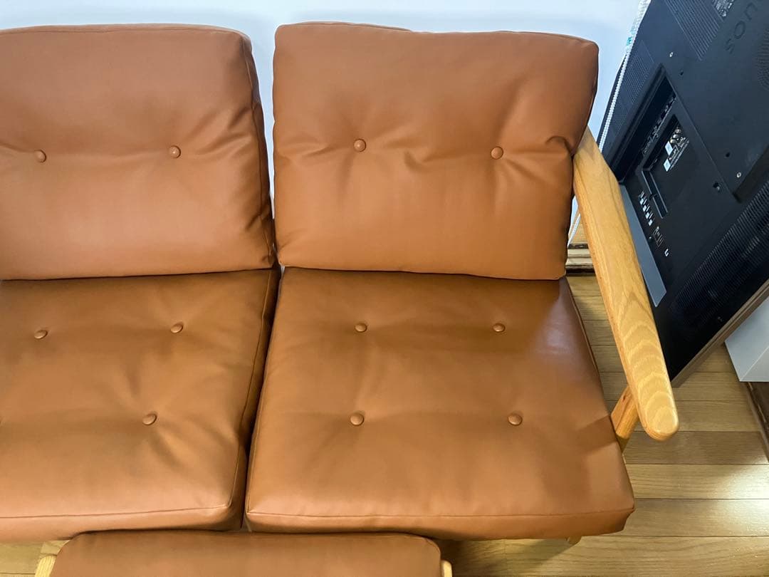 【使用頻度小】マルニ60 オークフレームチェア　2シーター　オットマン　セット