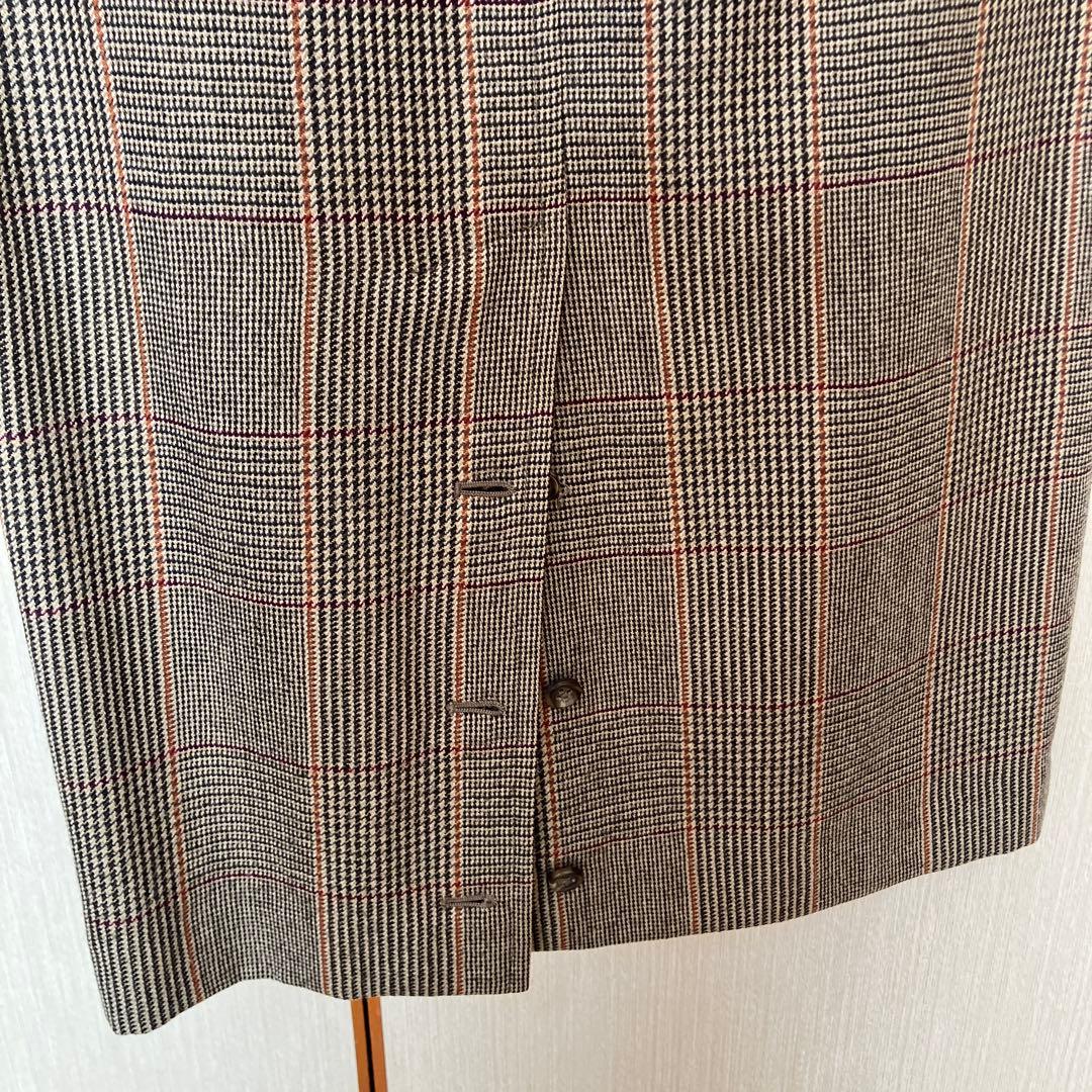 ブラウン チェック柄 テーラードジャケット スカートセット11号サイズ