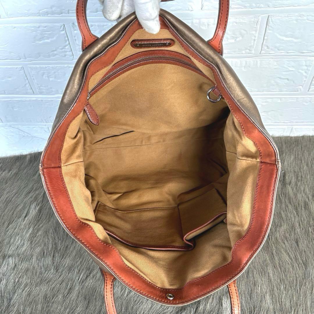 ラルフローレン　RALPH LAUREN レザートートバッグ　金　K1458